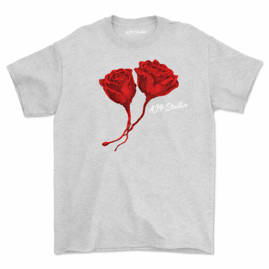 “Red Roses Grey t-shirt”